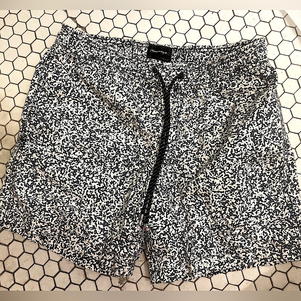 Quicksilver black and white swim trunks